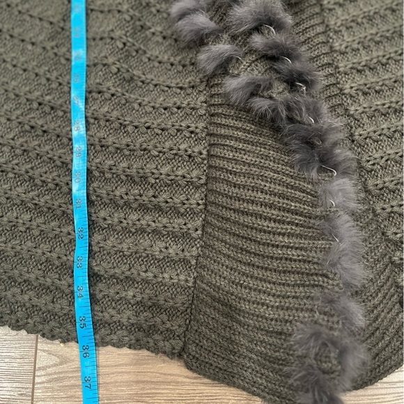 [2XL]Sioni Snap Button Rabbit Fur Trim Mixed Texture Cardigan - Picture 13 of 13